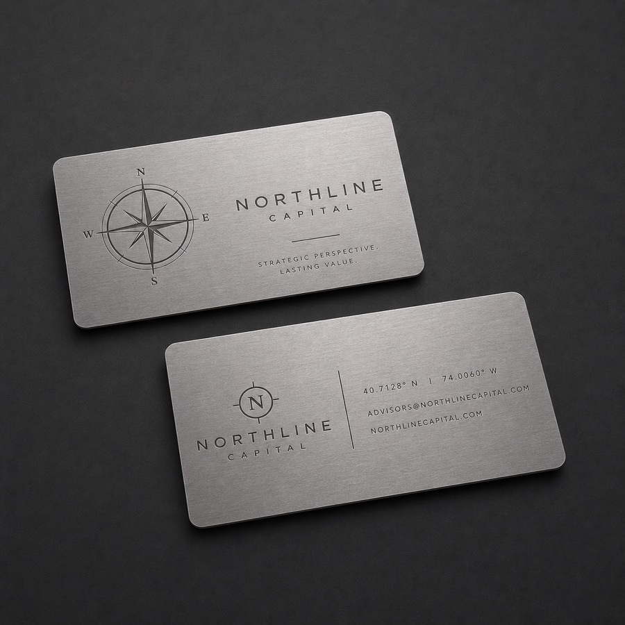Northline Capital landscape brushed-silver metal card mockup